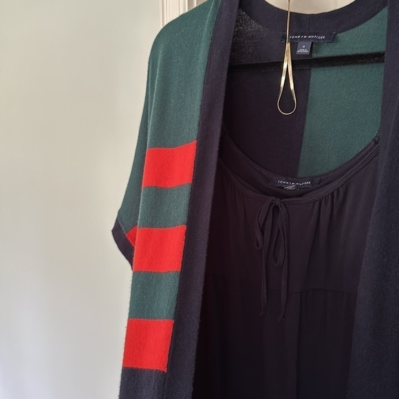 RUGBY Tommy Hilfiger Knit Cape Stripes Arm Holes 32” Length - Picture 4 of 10